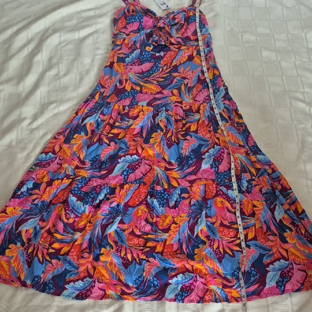 Guess Vibrant Floral Maxi Dress in Blue and Pink - Picture 10 of 16